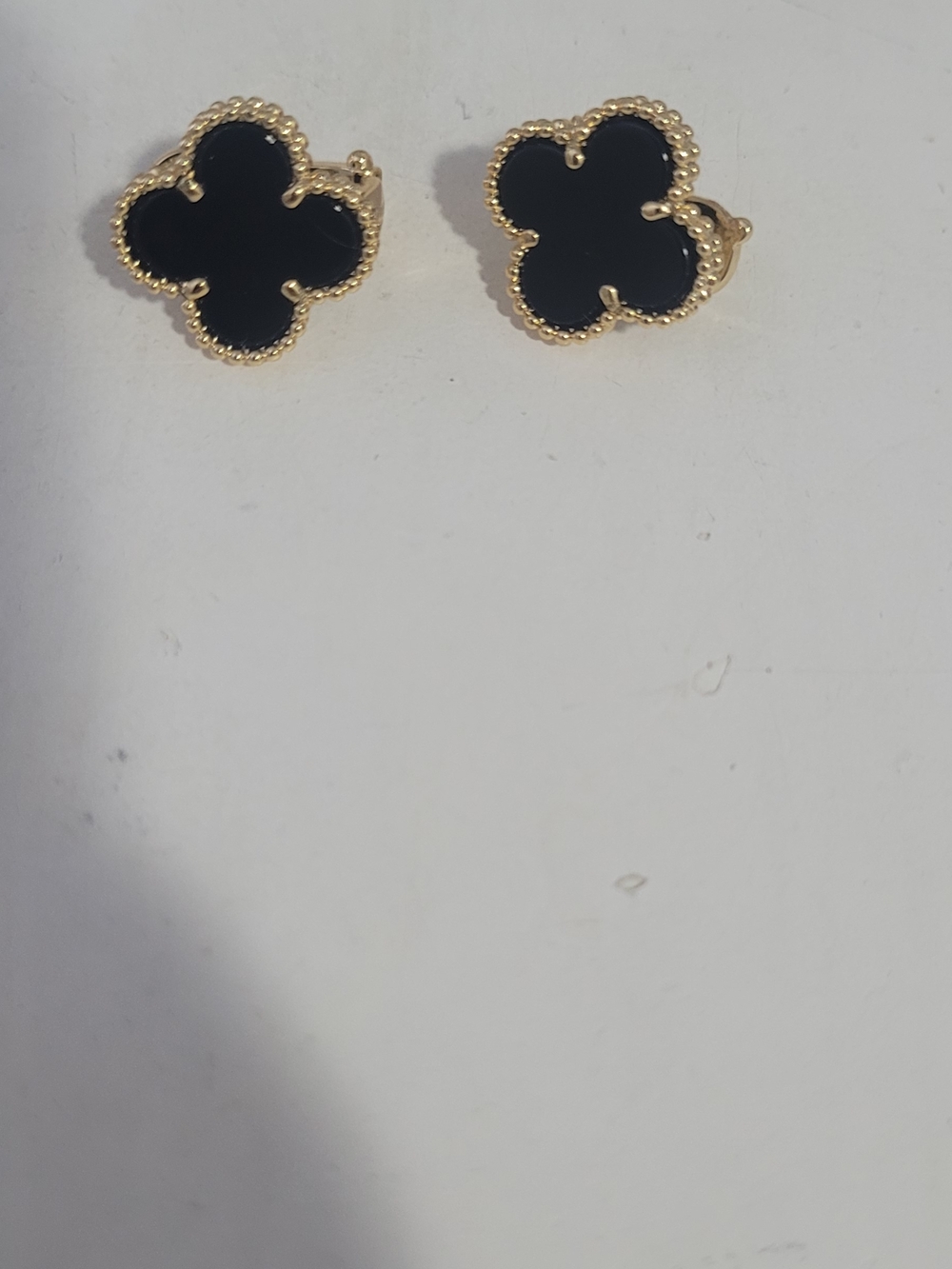 Gold-Tone Black Clover Stud Earrings for Women